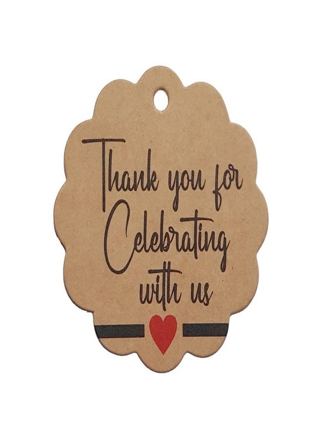 TOWNBUS Thank You for Celebrating with us Craft Brown Hang Tags with String for Party & Celebration | Return Gift Kraft Tags with Jute Rope | Thread | D1-50 Nos - Image 2